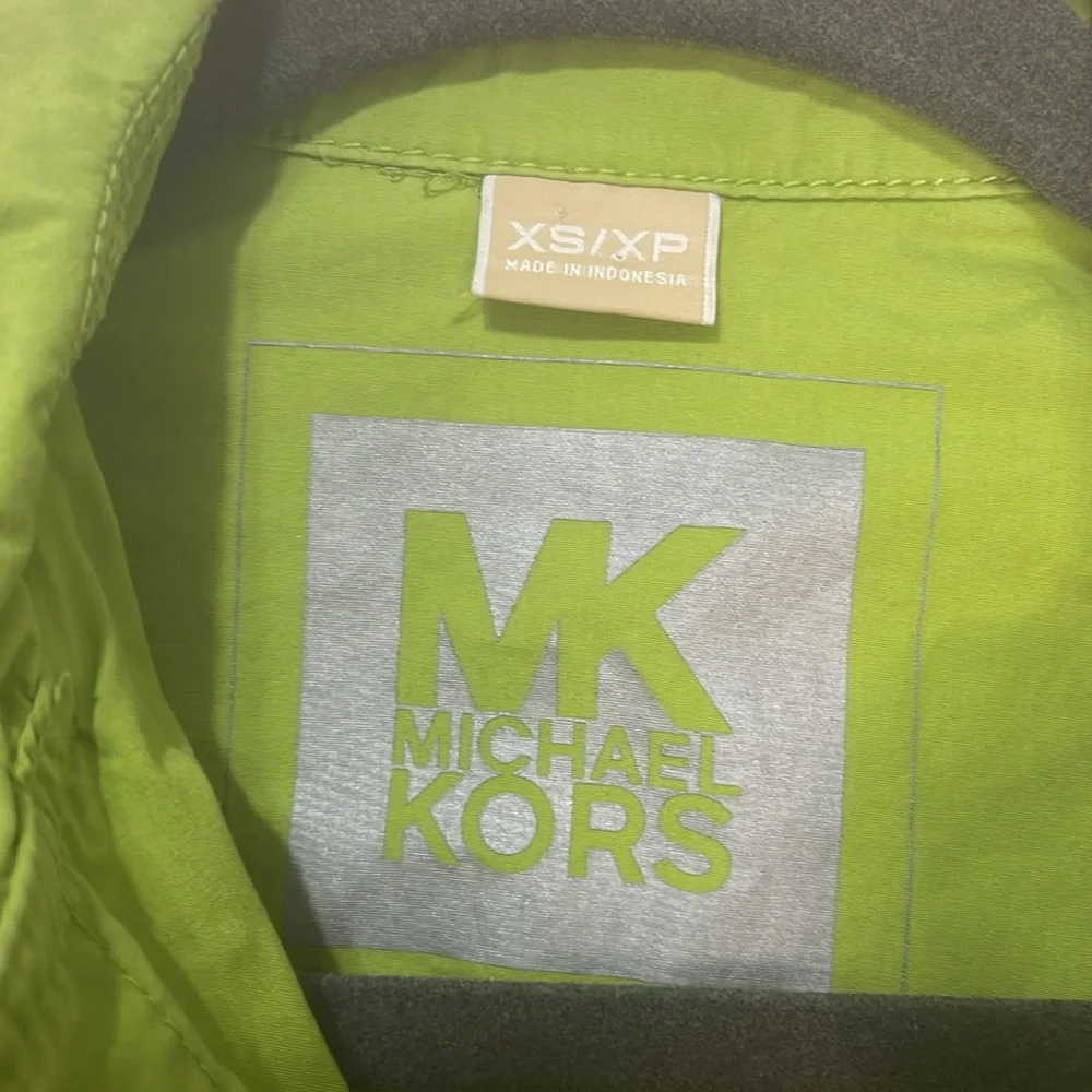 Michael Kors Button-Up Jacket Lime Green Size X-Small 100% cotton PTP 18”